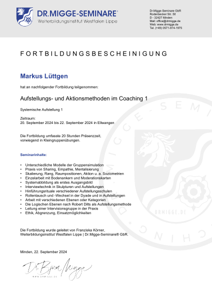Aufstellungs- und Aktionsmethoden I