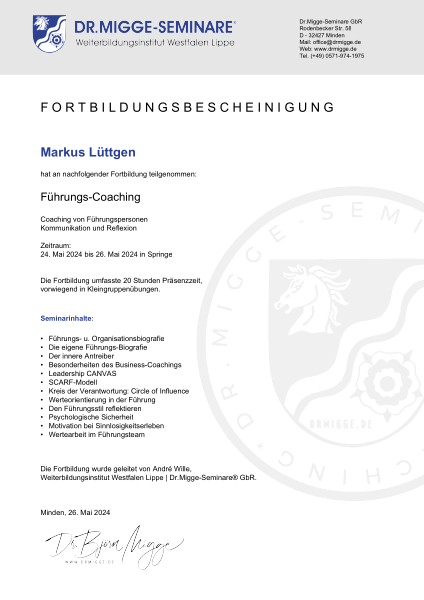 Zertifikat Führungs-Coaching